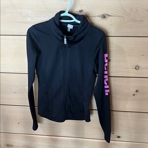 Bench Black Jacket with Vibrant Pink Sleeve Detail